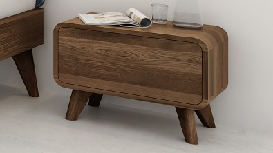 Noční stolek z masivu DEIRA, Materiál: Masiv Dub, Odstín: Olej Grau#04