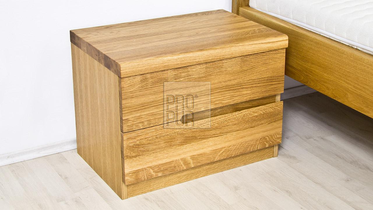 Dřevěný noční stolek z masivu PALERMO, Materiál: Masiv Dub, Odstín: Olej BIOFA Transparent #02