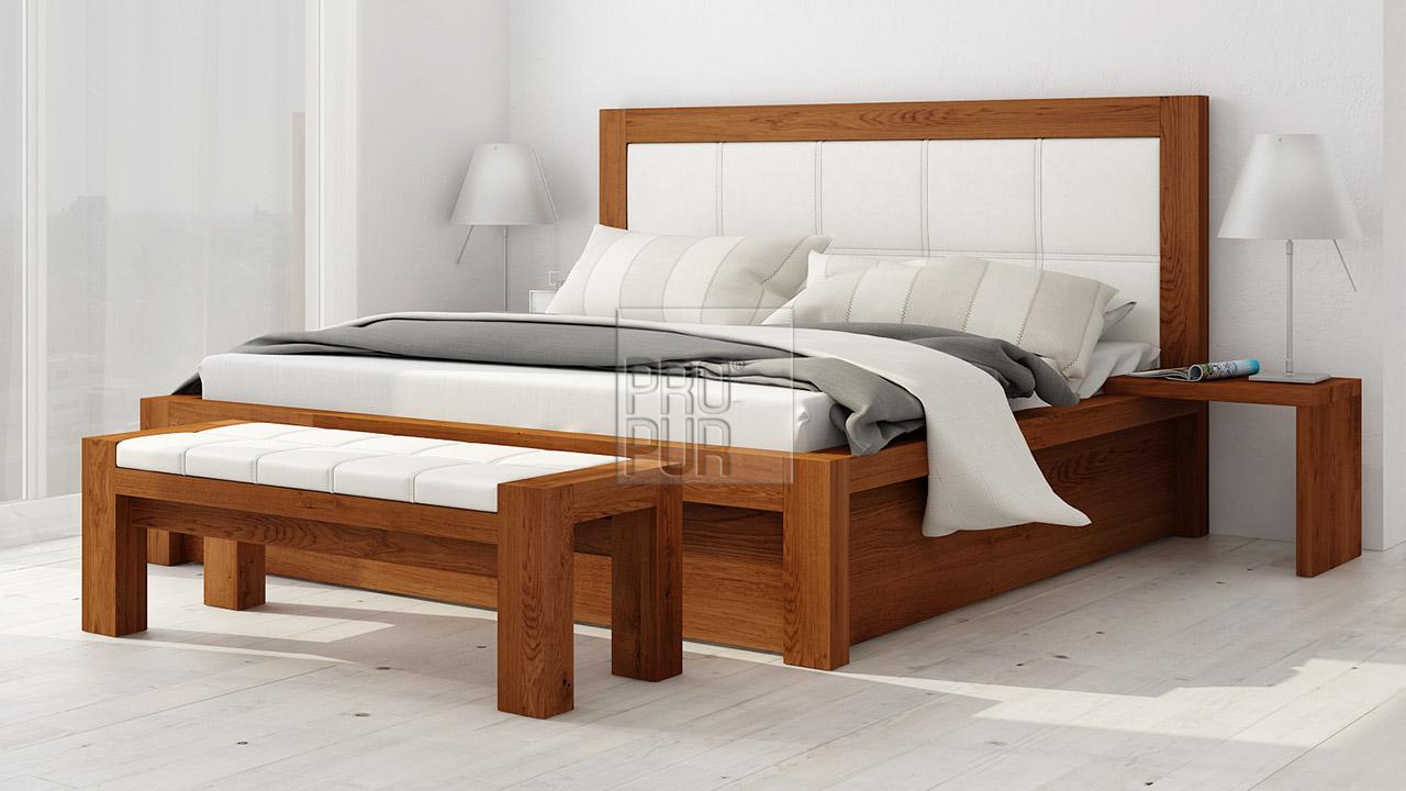 Designová postel z masivu MODENA varianta s úložným prostorem, Materiál: Masiv Dub, Odstín Olej Orange Braun #12