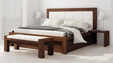 Designová postel z masivu MODENA varianta s úložným prostorem, Materiál: Masiv Dub, Odstín Olej Wenge #13